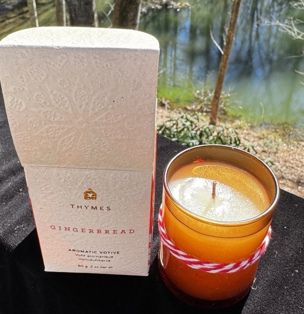 Thymes Gingerbread Candle 60g 2oz Aromatic Votive Glass In Box Holiday
